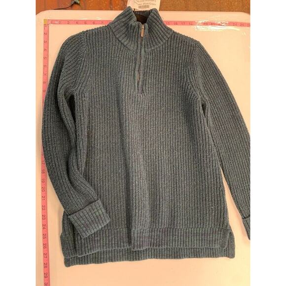 Lands End Womens Teal Ribbed Half-Zip Pullover Sweater M - Picture 5 of 5